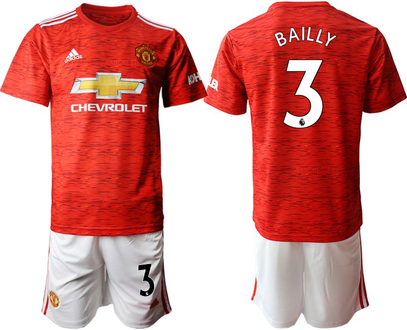 Men 2020-2021 club Manchester United home #3 red Soccer Jerseys
